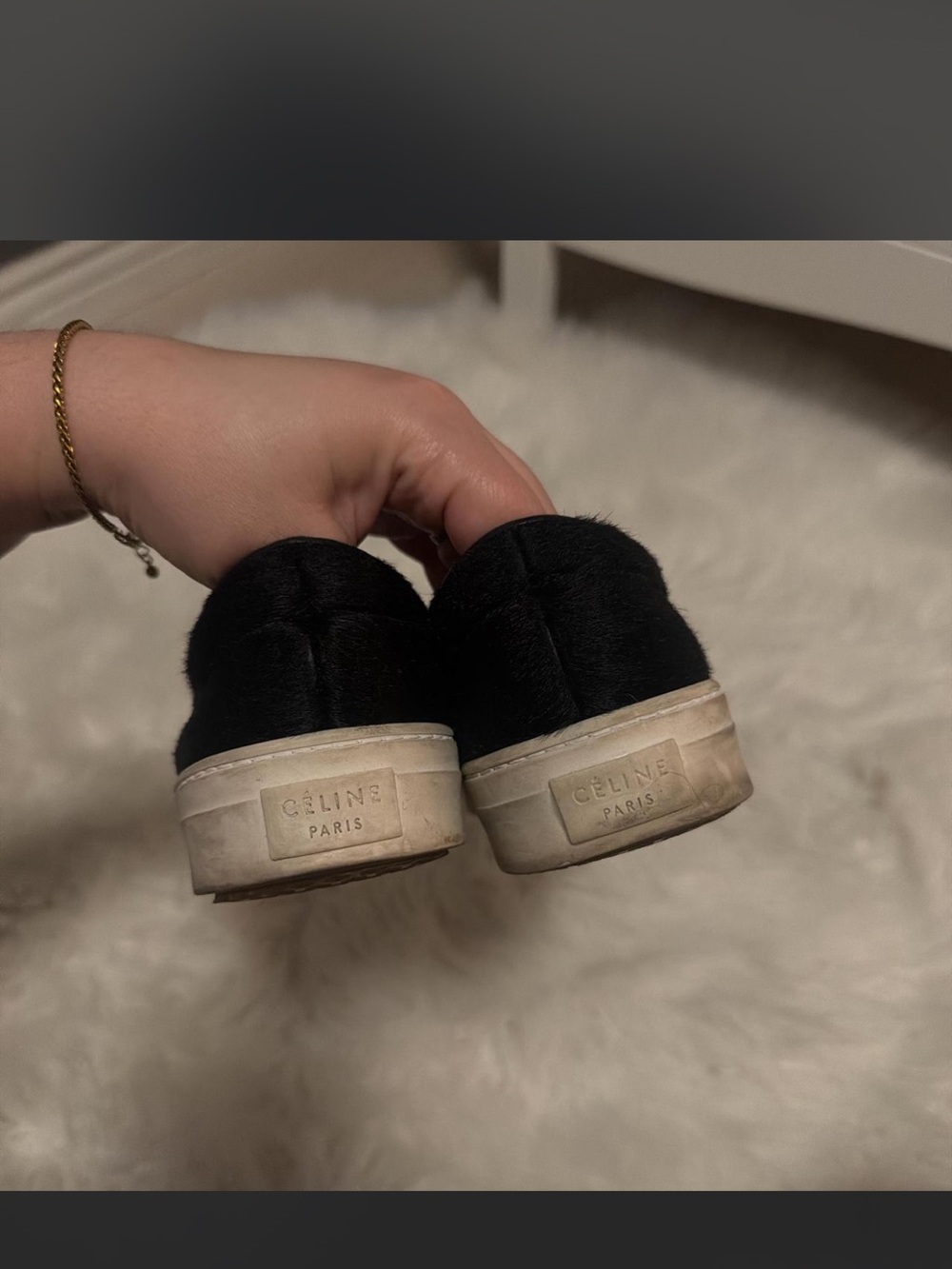 Celine Black Slip-On Women's Sneakers with White Sole - Picture 2 of 5
